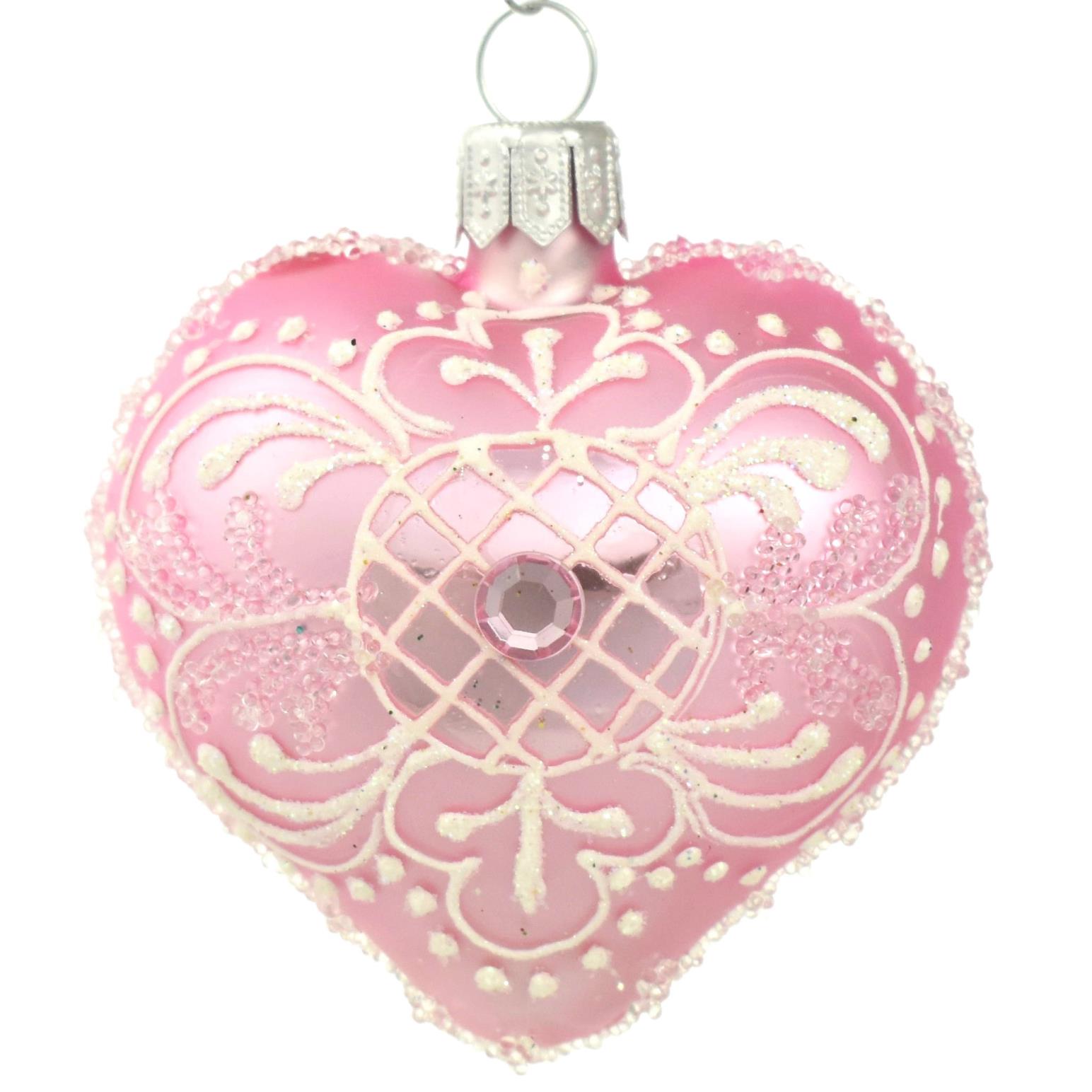 Szklo-Dekor Pink Heart W. White Decor